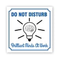 thumbnail image 1 of Square Plus Do Not Disturb Brilliant Minds At Work Door or Wall Sign | Workplace Cleaning Signage - Medium, 1 of 8