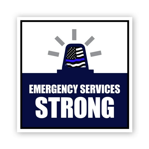 Square Plus Emergency Services Strong Wall or Door Sign | Police First Responders Appreciation Signage - Large