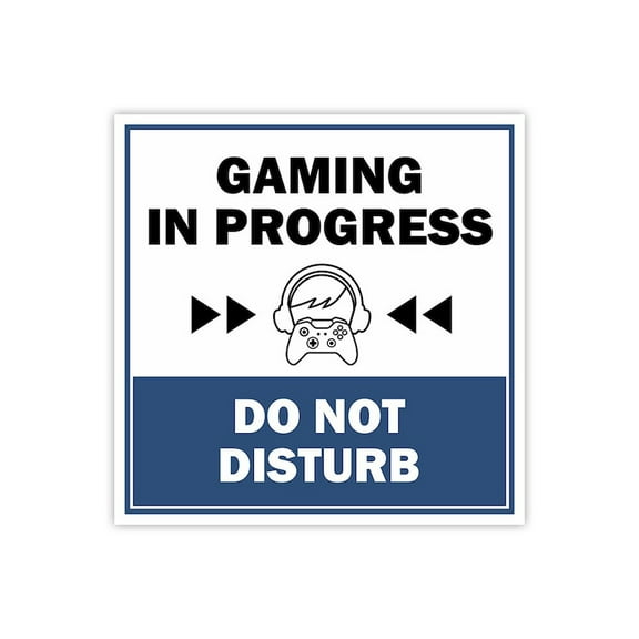 Square Plus Gaming In Progress Do Not Disturb Wall or Door Sign | Easy Installation | Gaming Room Signage Size: 12 inch x 12 inch