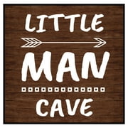 Square Plus Little Man Cave Wall or Door Sign | Easy Installation | Funny Home Decor for Garage Bar Workshops -Small