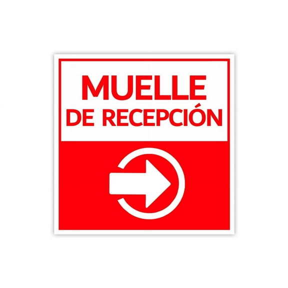 Square Plus Muelle De Recepción Right Arrow Wall or Door Sign | Spanish | Health & Safety Warehouse Business Signage - Large