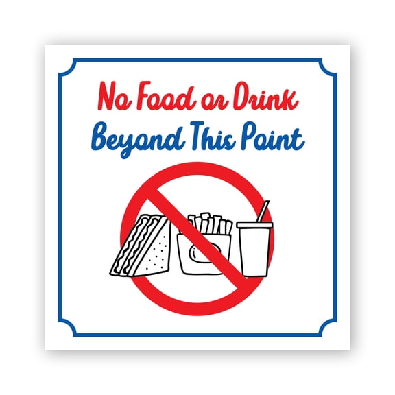 Square Plus No Food or Drink Beyond This Point Door or Wall Sign | Workplace Cleaning Signage - Large