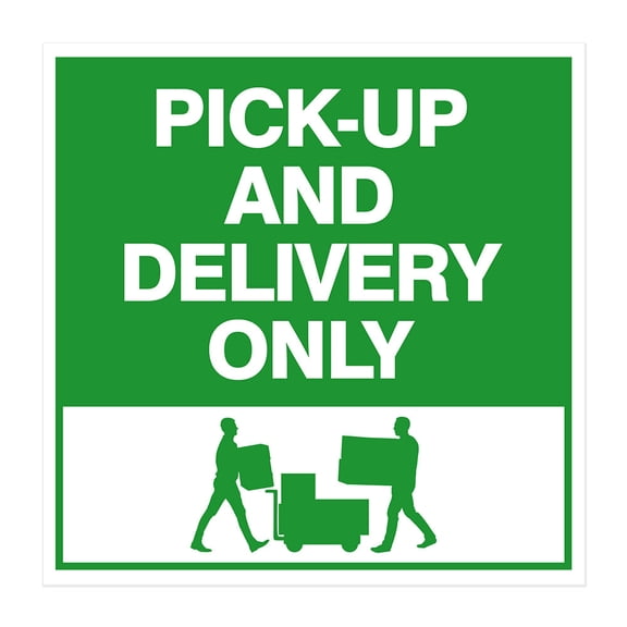 Square Plus Pick-Up And Delivery Only Wall or Door Sign | Health & Safety Warehouse Business Signage -Small