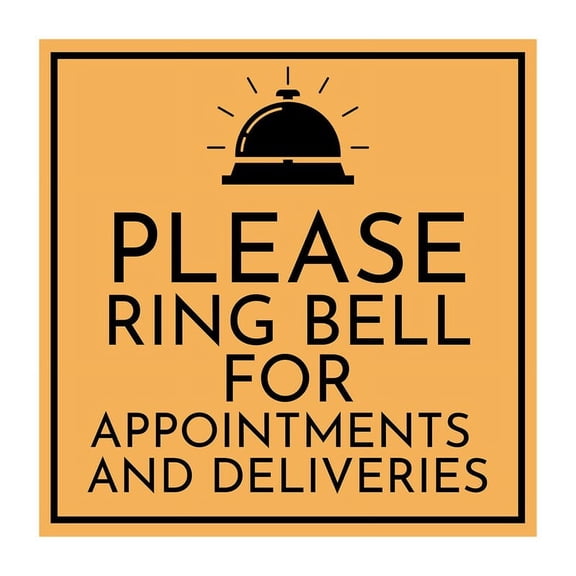 Square Plus Please Ring Bell For Appointments and Deliveries Wall or Door Sign | Health & Safety Warehouse Business Signage Size: 8 inch x 8 inch