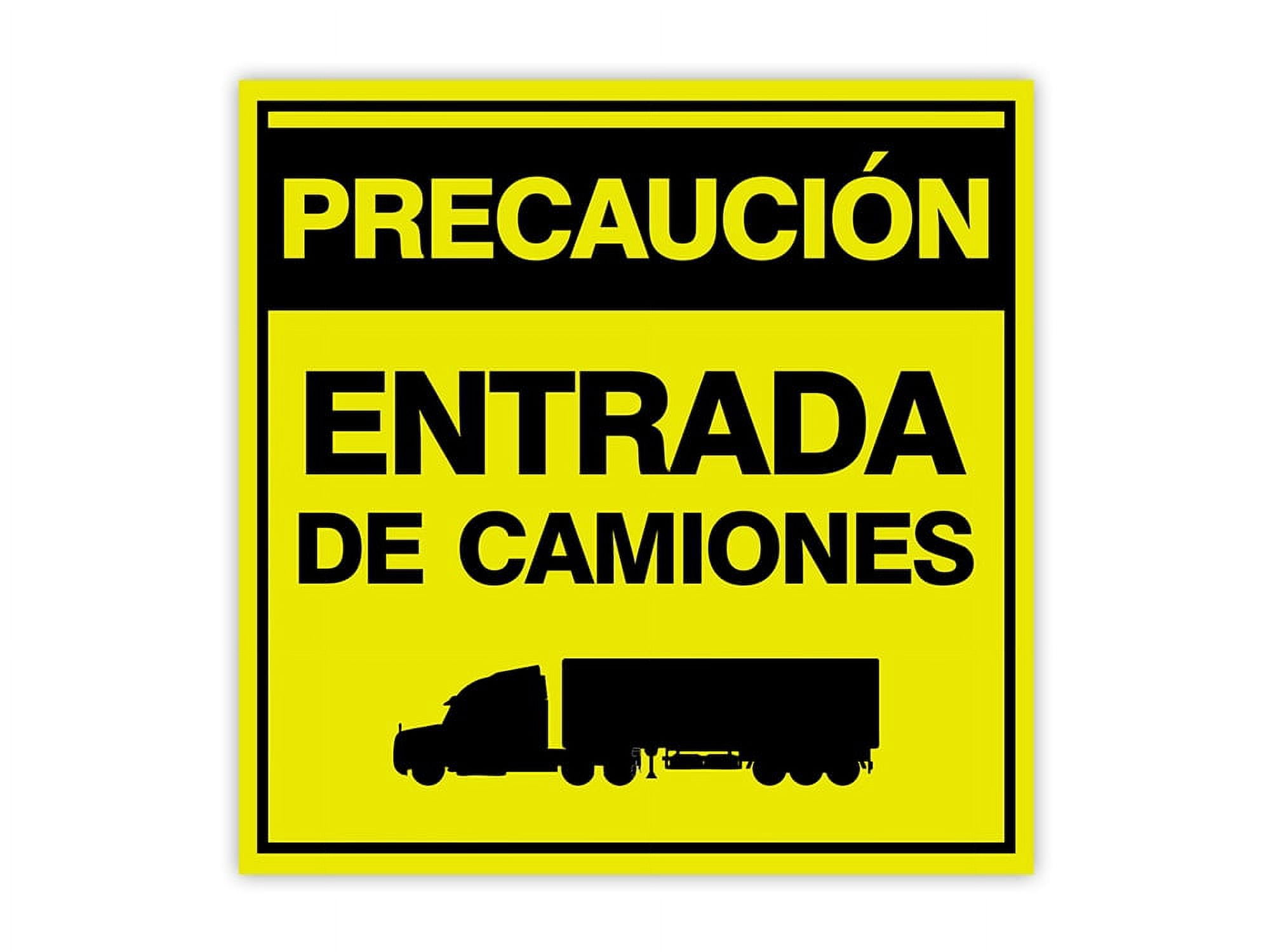 Square Plus Precaución Entrada De Camiones Wall or Door Sign | Spanish | Health & Safety Warehouse Business Signage - Large
