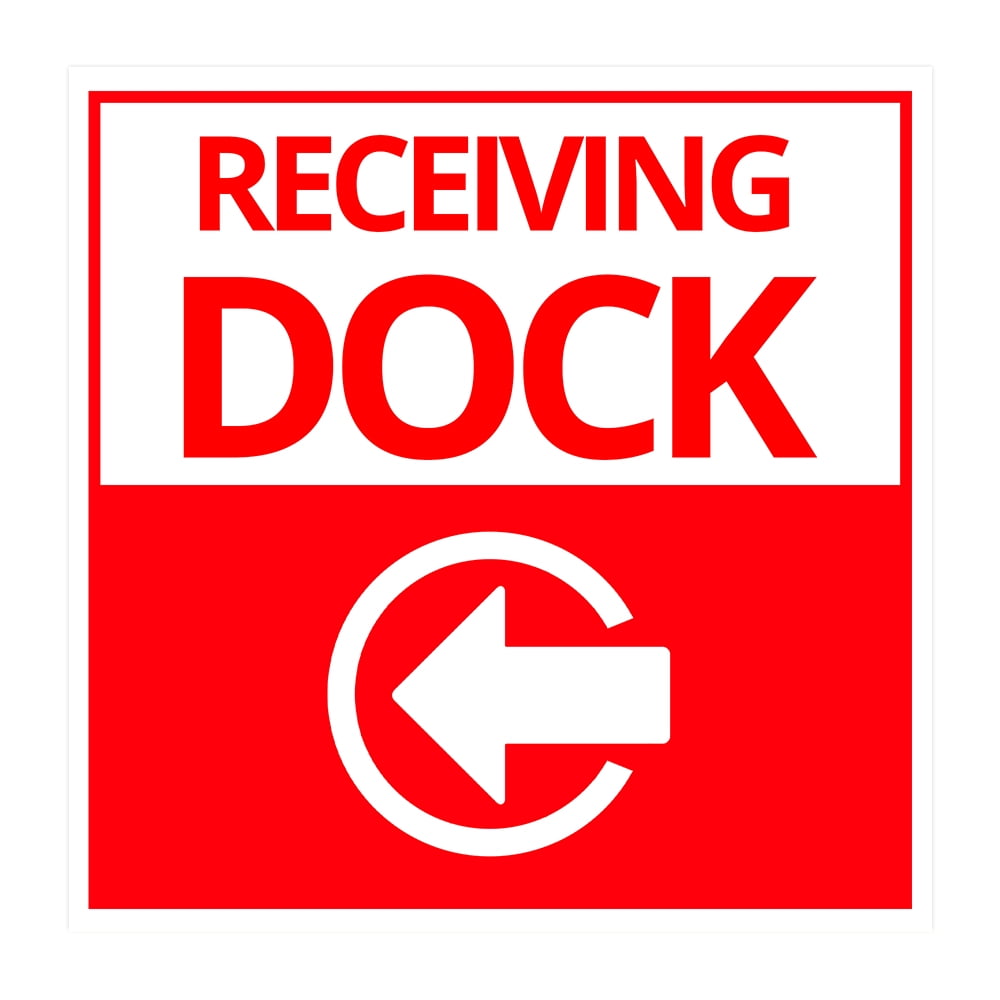 Square Plus Receiving Dock Left Arrow Wall or Door Sign Health