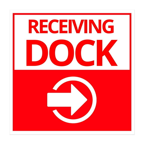 Square Plus Receiving Dock Right Arrow Wall or Door Sign | Health & Safety Warehouse Business Signage -Small