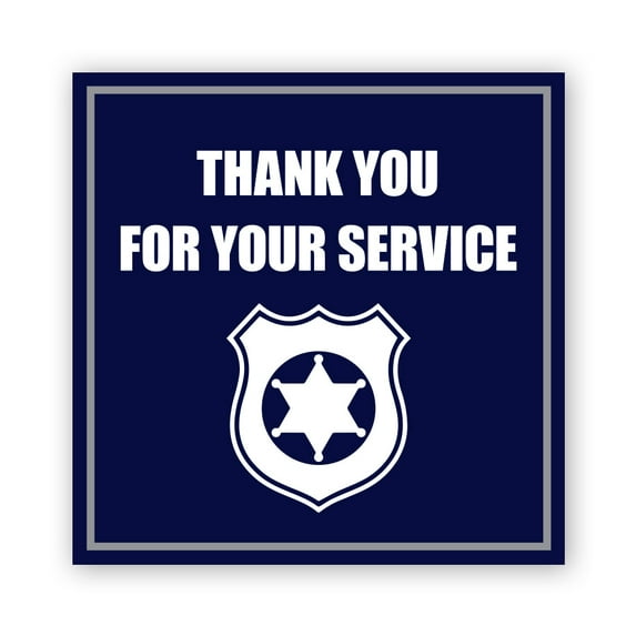 Square Plus Thank You For Your Service Wall or Door Sign | Police First Responders Appreciation Signage -Small