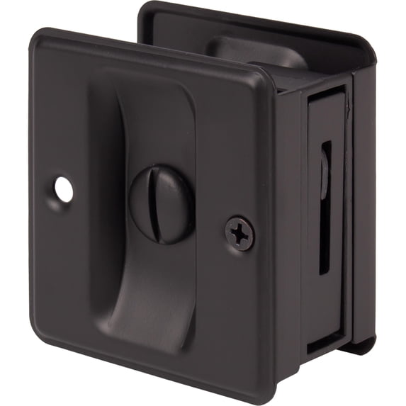 Square Pocket Door Lock, Privacy (Bed/Bath) Latch, Matte Black by Stone Harbor Hardware
