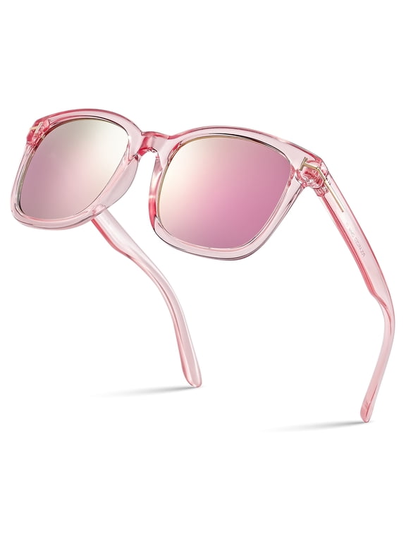 Square Polarized Mirrored Sunglasses for Women Colorful 80's Anti-Glare TR90 Frame UV Protection Sun Glasses