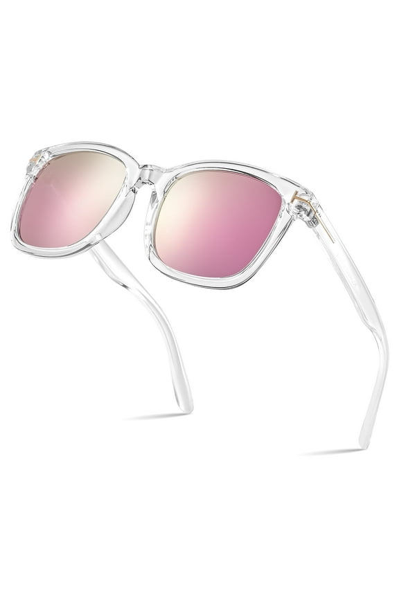 Square Polarized Mirrored Sunglasses for Women Colorful 80's Anti-Glare TR90 Frame UV Protection Sun Glasses