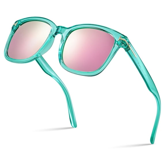 Square Polarized Mirrored Sunglasses for Women Colorful 80's Anti-Glare TR90 Frame UV Protection Sun Glasses