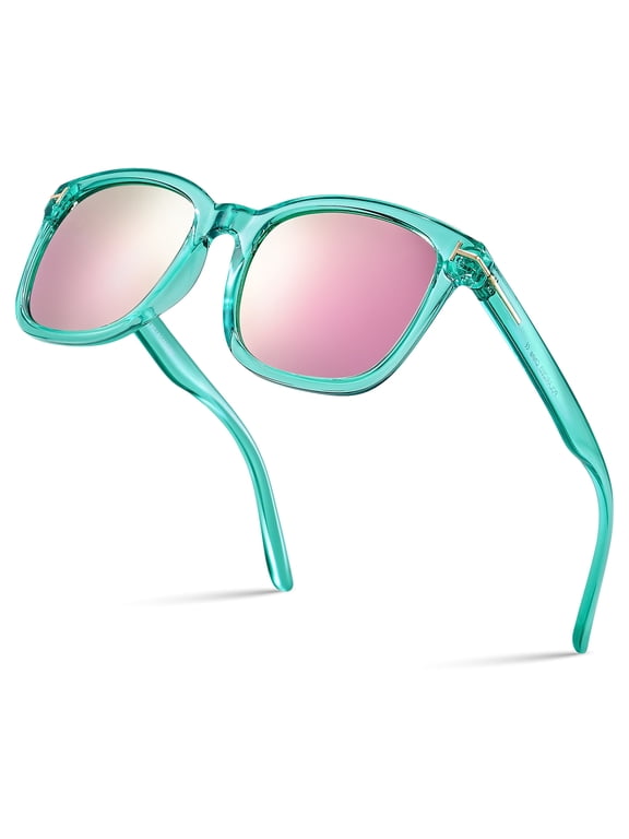 Square Polarized Mirrored Sunglasses for Women Colorful 80's Anti-Glare TR90 Frame UV Protection Sun Glasses