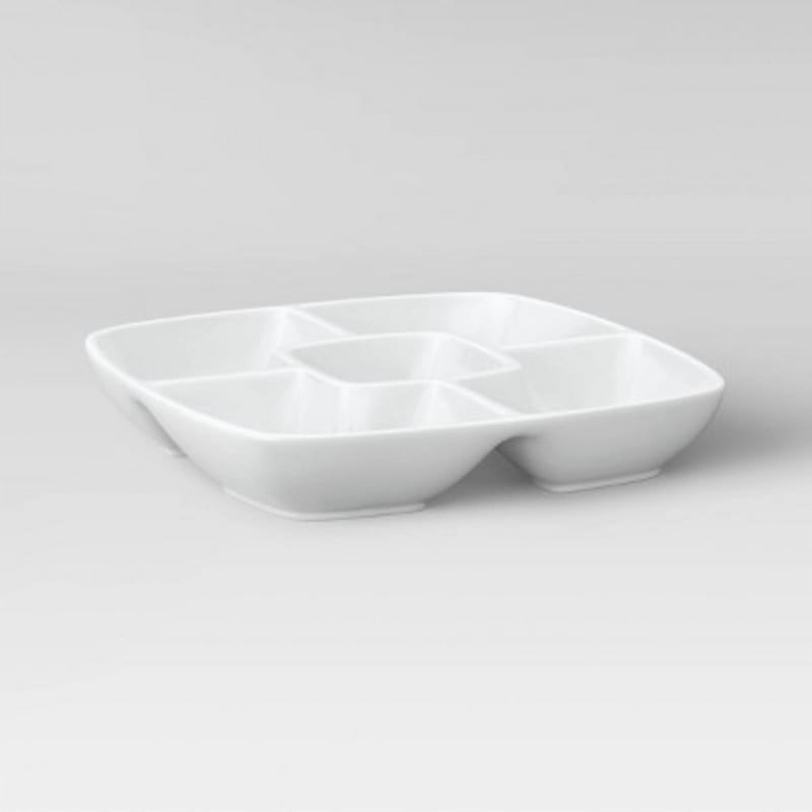 Square Porcelain Divided Serving Platter 11.5" White - Walmart.com