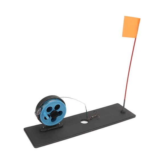 Square Portable Ice Fishing Tip-Up Flag Base Ice Fishing Rod Pole Combo Set