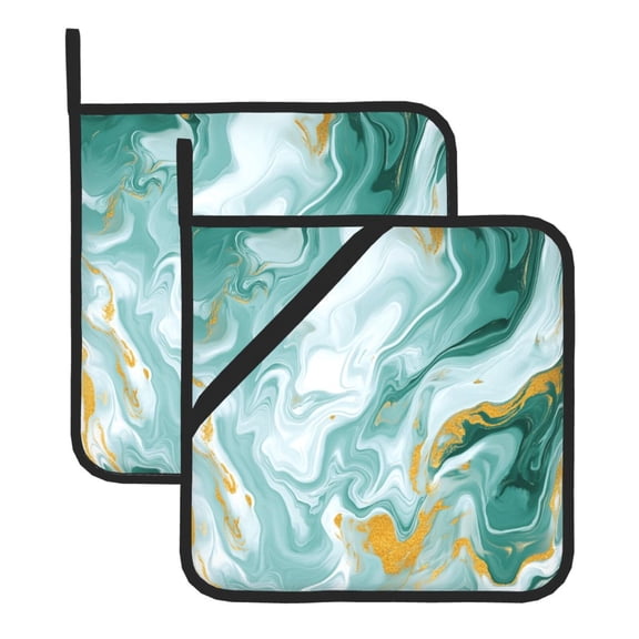 Square Pot Holders Sets 2 Pack, 8x8in Waterproof Heat Resistant Trivet Mats With Hanging Loop For Hot Dishes, Oven, Microwave, Bbq Abstract Marbling Texture