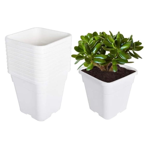 Square Pots Plant Pots Grow Pots Container Fit for Planting Soil Plants 0.63 Gallon 10Pcs