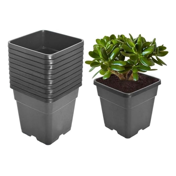 Square Pots Plant Pots Grow Pots Container for Planting Soil Plants 0.63 Gallon 10Pcs
