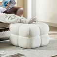thumbnail image 1 of Square Pouf Ottoman, Boucle Tufted Ottoman Coffee Table for Living Room, Upholstered Foot Rest Pouf for Bedroom, Entryway, White, 1 of 7