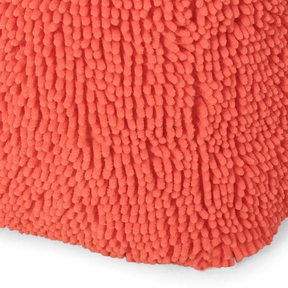 Square Pouf in Coral | Used for Various Purposes | Microfiber and Bead-Filled | Resolves Seating and Decoration