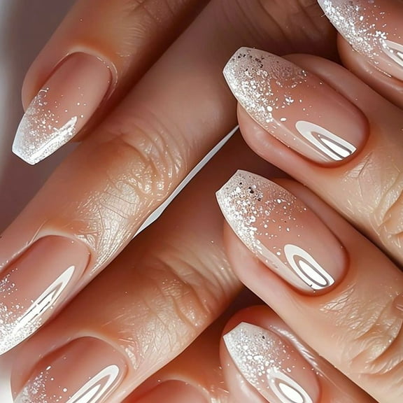 Square Fake Nails on Nails in 12 Sizes,24 Pcs French Nails Tips for DIYS Nails Art Decorations