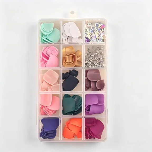 Square Press-on Toe Nails with Rhinestone Decor, Short Artificial False Toe Nails for Women and Girls, Beach Vacation Summer Pedicure Kit