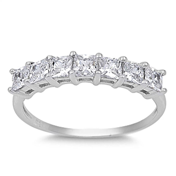 Square Princess Cut Clear Cubic Zirconia Ring .925 Sterling Silver Band White Jewelry Female Size 5