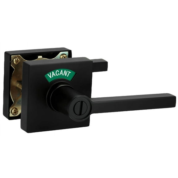 Square Privacy Indicator Door Lock Solstice Lever in Matte Black