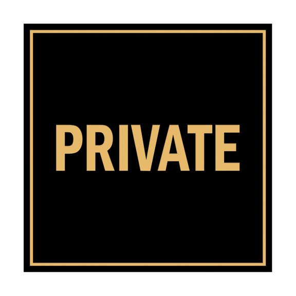 Square Private Sign (Black Gold) - Medium