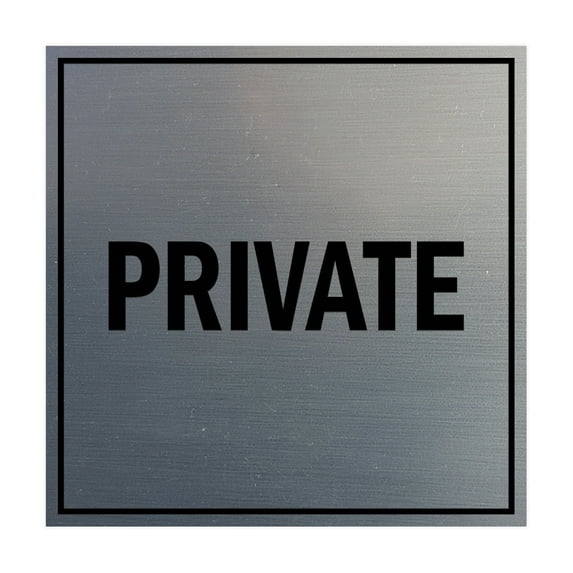 Square Private Sign (Brushed Silver) - Large