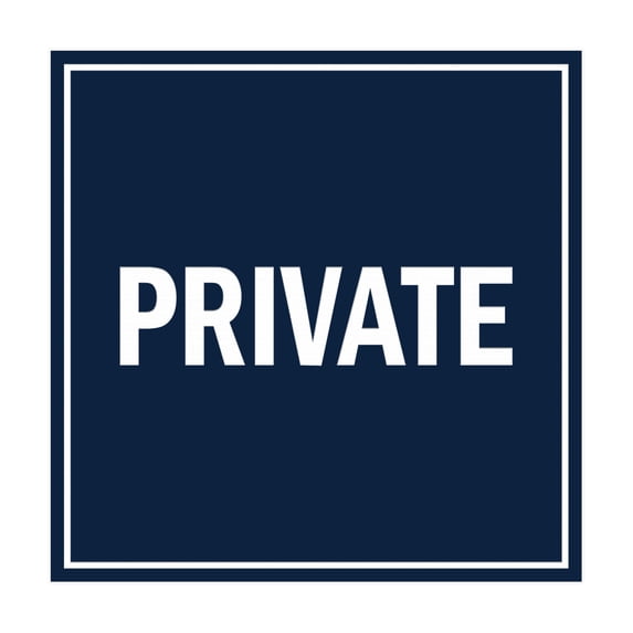 Square Private Sign (Navy Blue / White) - Medium