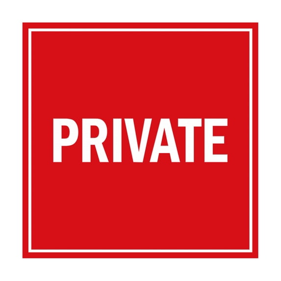 Square Private Sign (Red) - Small
