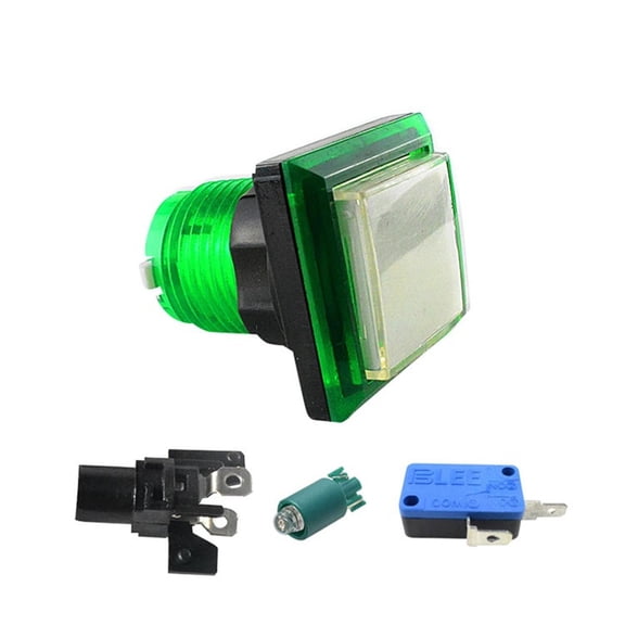 Square Push Button Illuminated 12V LED Lamp Built-in Microswitch