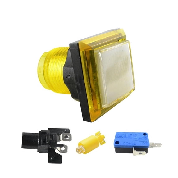 Square Push Button Illuminated 12V LED Lamp Built-in Microswitch