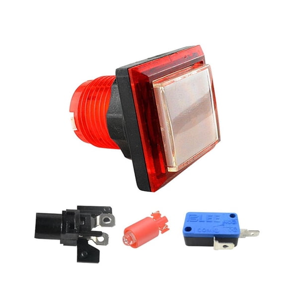 Square Push Button Illuminated 12V LED Lamp Built-in Microswitch