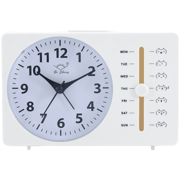 Square Quartz Alarm Clock with Sweep Second Hand Silent Operation Cute Style