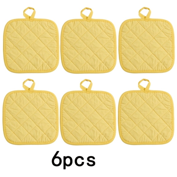 Square Quilted Pot Holders, 7x7 inch Heat Resistant Cotton Potholders with Hanging Loop, Non-Slip Hot Pads for Kitchen Cooking Baking, Multi Colors