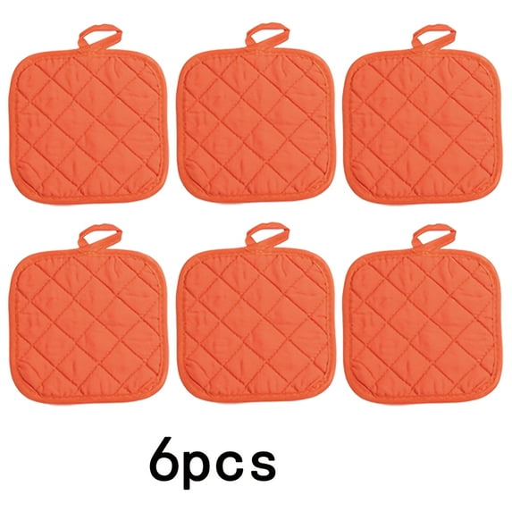 Square Quilted Pot Holders, 7x7 inch Heat Resistant Cotton Potholders with Hanging Loop, Non-Slip Hot Pads for Kitchen Cooking Baking, Multi Colors