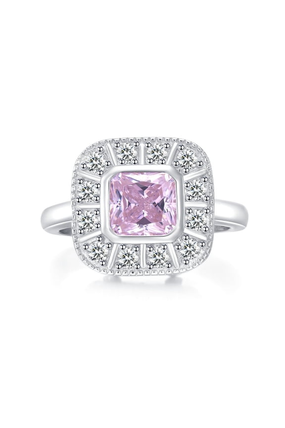 Square Radiant Cut Engagement Rings for Women 1 Carat Crushed Ice Yellow/Pink Statement Rings 925 Sterling Silver CZ Wedding Bands