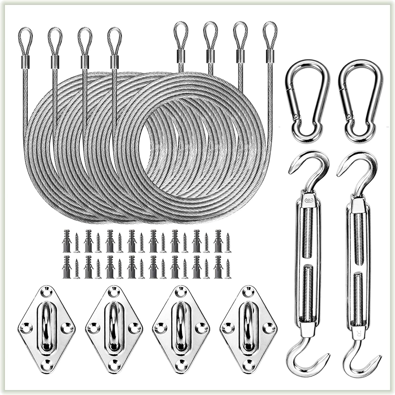 Stainless Steel Sun Shade Sail Canopy Installation Kit with PVC Coated Cable