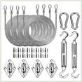 thumbnail image 1 of Square & Rectangle Sun Shade Sail Canopy Awning Installation 24 PC Hardware Kits, 48 Ft (12 Ft x 4) Cable Wire Ropes, 1 of 5