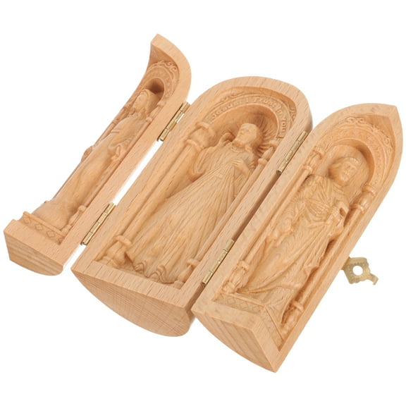 MOKKHNB Altar Decor Catholic Wooden Catholic Altar Box Khaki 1 Pcs