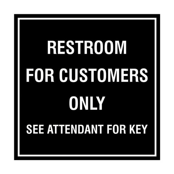 Square Restroom For Customers Sign (Black) - Small
