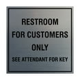 thumbnail image 1 of Square Restroom For Customers Sign (Brushed Silver) - Large, 1 of 1