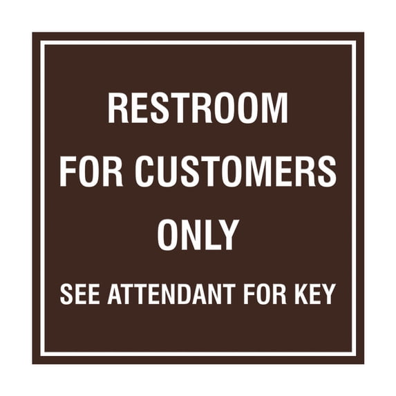 Square Restroom For Customers Sign (Dark Brown) - Small