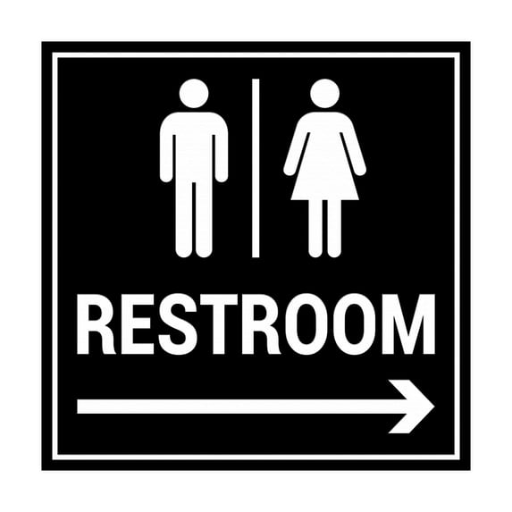 Square Restroom Sign (Black) - Large
