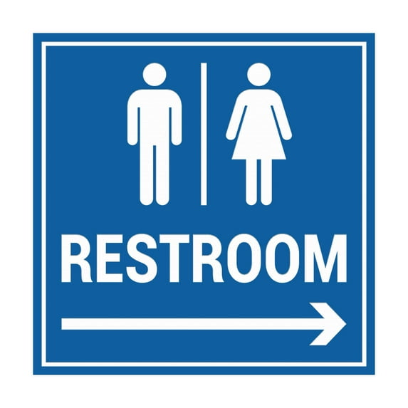Square Restroom Sign (Blue) - Large