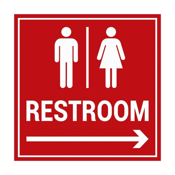 Square Restroom Sign (Red) - Small