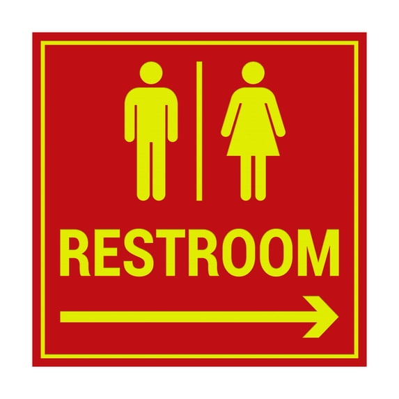 Square Restroom Sign (Red/Yellow) - Large