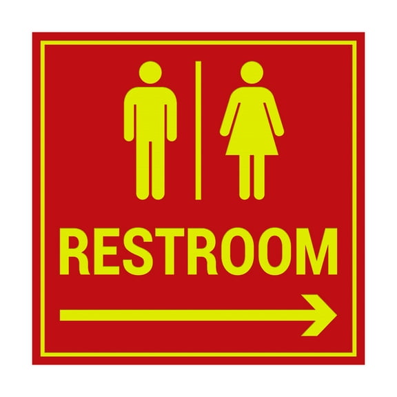 Square Restroom Sign (Red/Yellow) - Large
